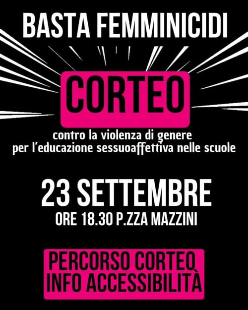 BASTA FEMMINICIDI! 🔥 Corteo contro la violenza di genere, per l'educazione sessuoaffettiva nelle scuole